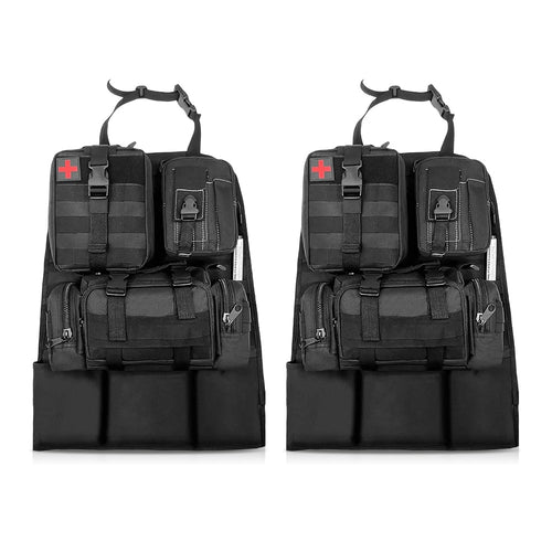 2-Pack Car Back Seat Organizer with 3 Detachable Storage Pouches for Tools and Outdoor Gear