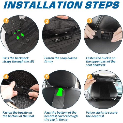 2-Pack Car Back Seat Organizer with 3 Detachable Storage Pouches for Tools and Outdoor Gear